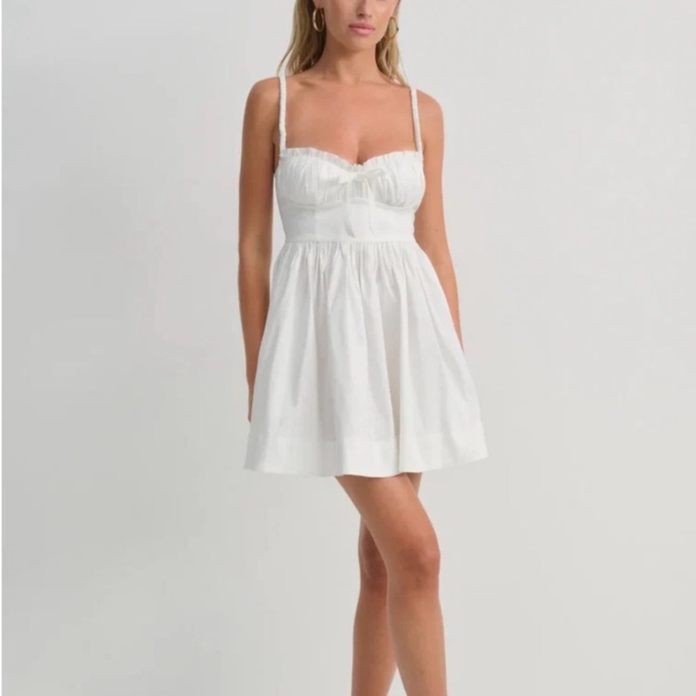 For Love & Lemons x Nuuly Doris Mini Dress Small Sweetheart Corset Flare Ivory M